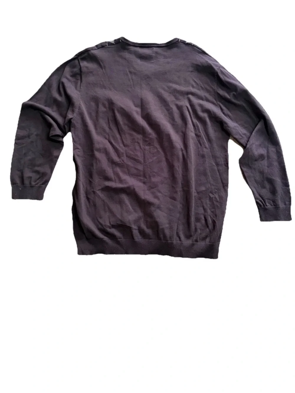 Claiborne Mens‎ Sweater XXL Black/Gray Argyle Diamond V Neck 100% Cotton